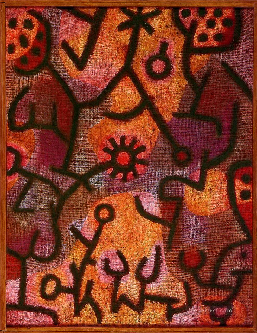 Flore sur les rochers Sun Paul Klee texturé Peintures à l'huile
